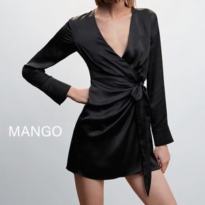 MNG Satin wrap dress